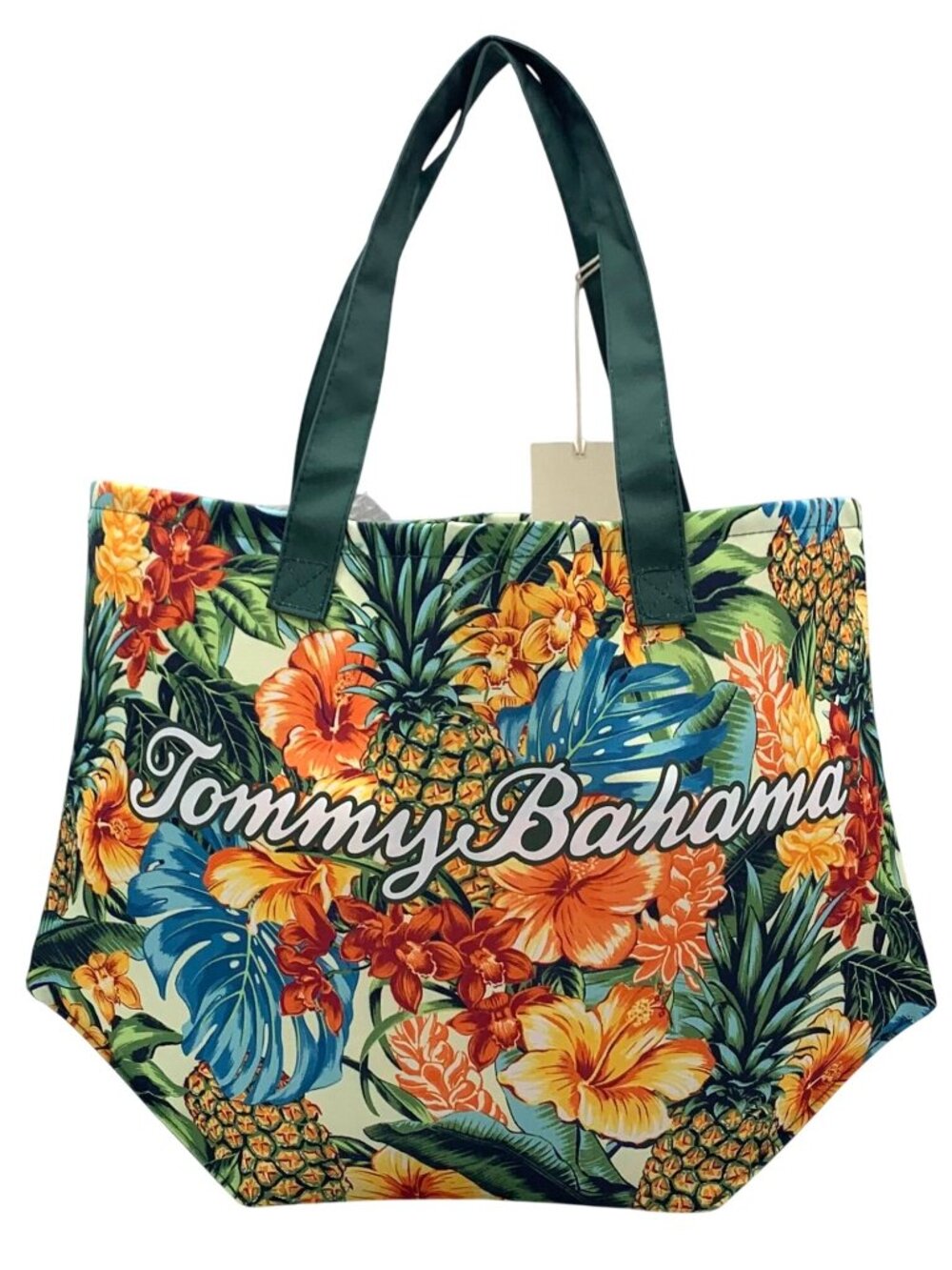 Tommy Bahama Green Nylon Pineapple Blooms Tote Bag
